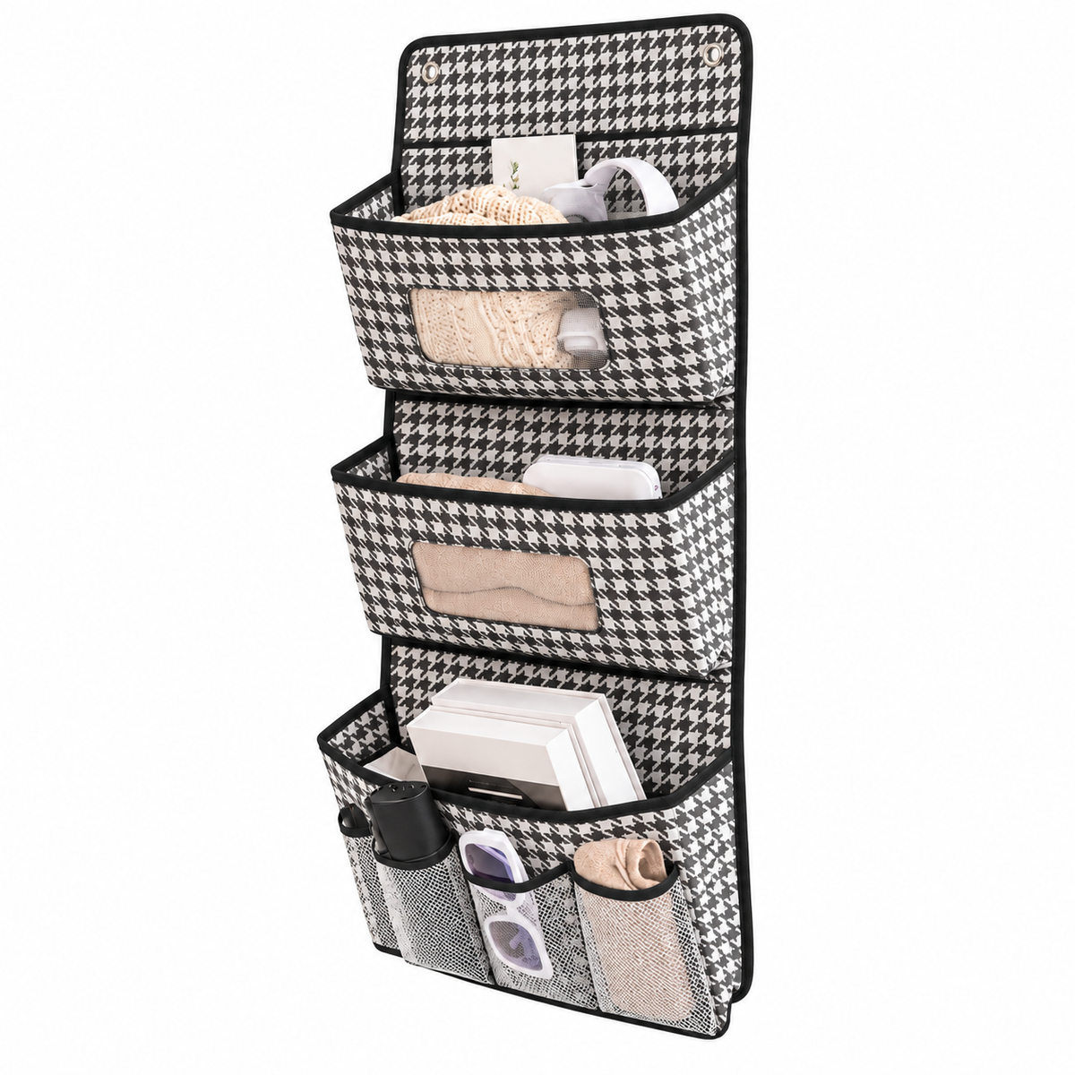 TIDYHAVEN | HOUNDSTOOTH HANGING POCKET ORGANISER