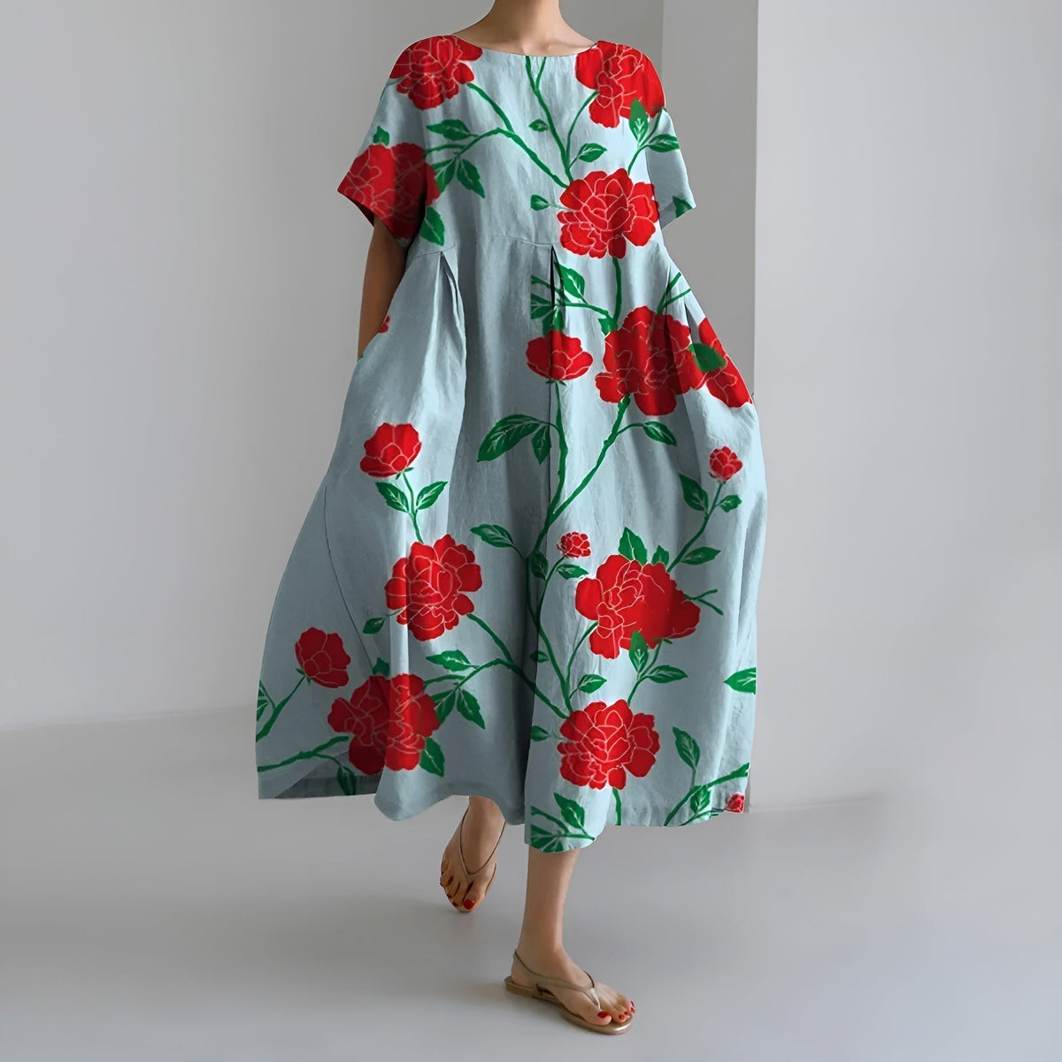 MEERI | ARTISTIC MAXI DRESS WITH VINTAGE FLORAL PRINT AND EFFORTLESS ELEGANCE