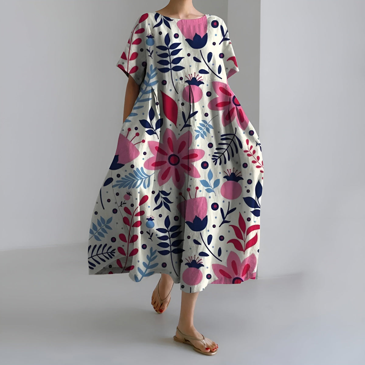 MEERI | ARTISTIC MAXI DRESS WITH VINTAGE FLORAL PATTERN AND EFFORTLESS ELEGANCE