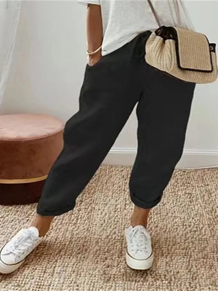 Siena | High-Waist-Leinenhose mit Kordelzug