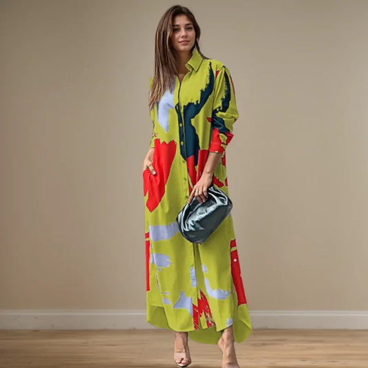 Aria | Print-Hemdblusenkleid mit Seitenschlitz