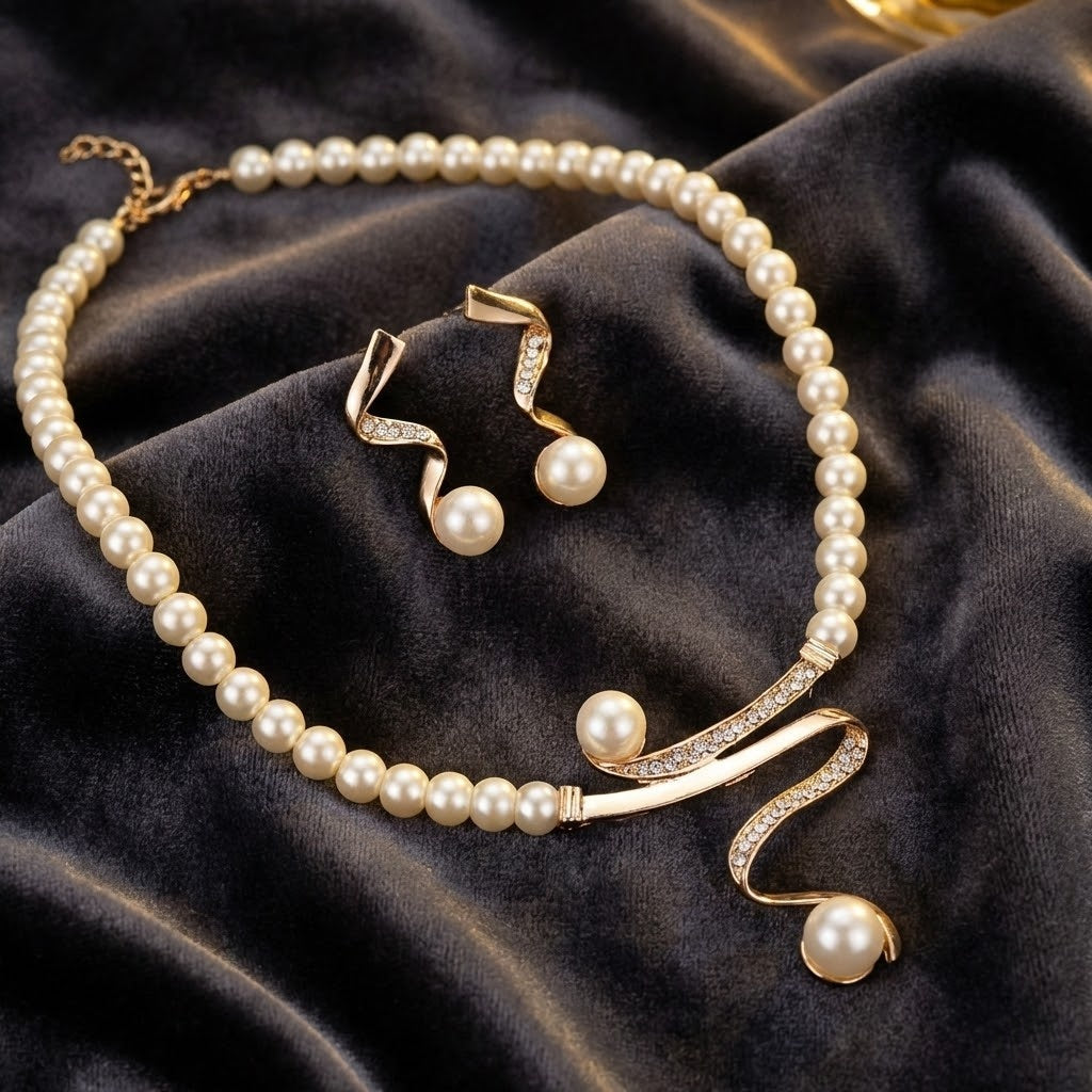 SERAPHINA | ELEGANT WAVE PEARL JEWELRY SET