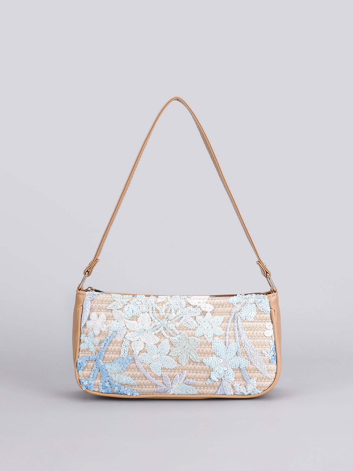 FROSTBLOOM | BLUE FLORAL SEQUIN SHOULDER BAG