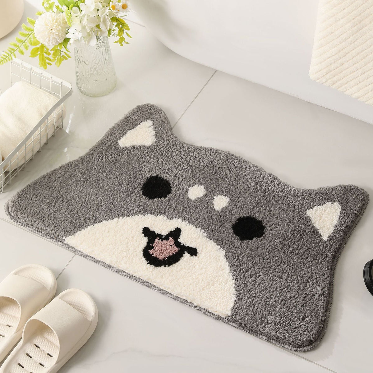ASHBEAR | CUTE GREY NON-SLIP BATH MAT