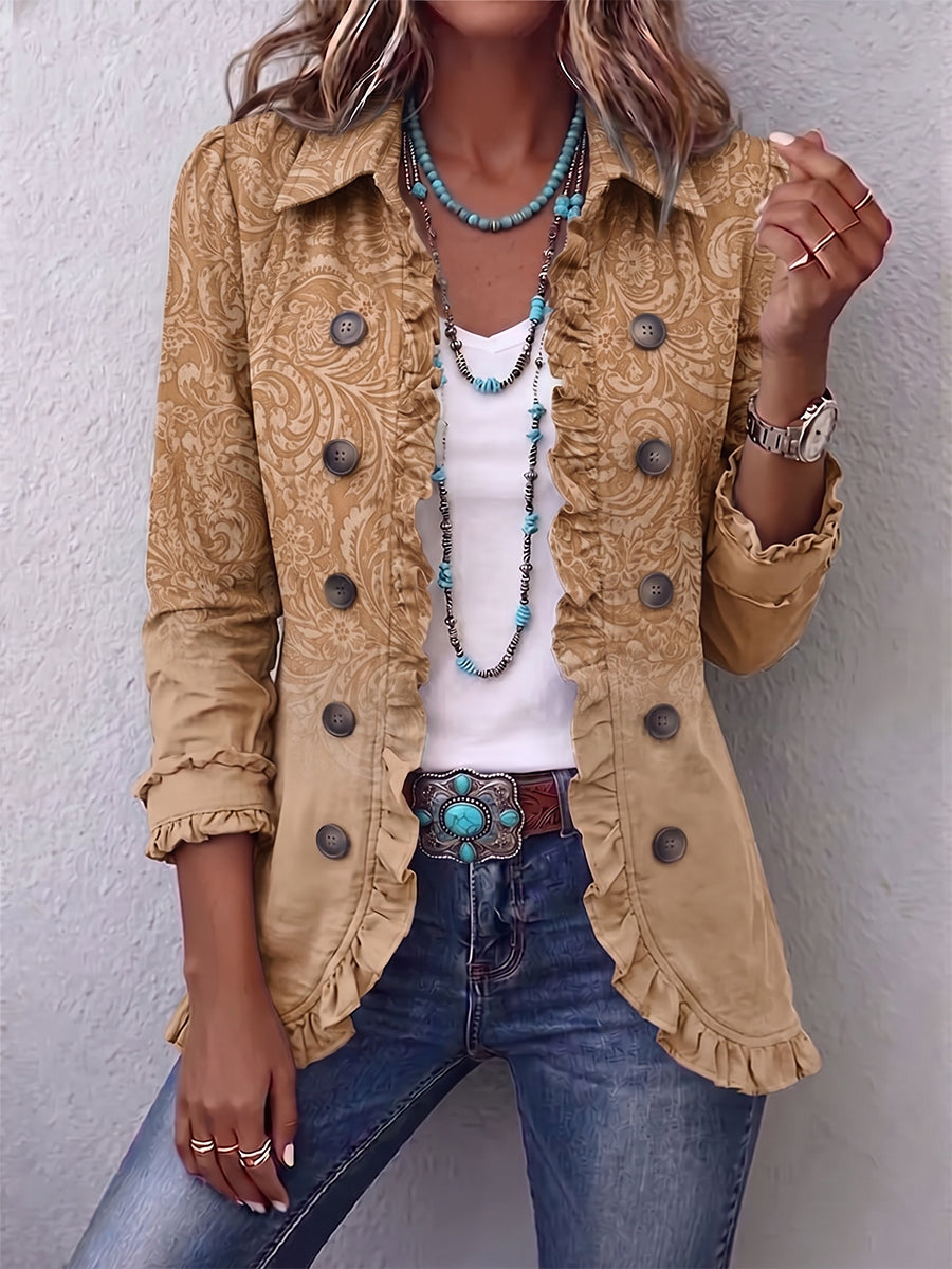 CRESTELLE | WESTERN PATTERN PRINT RUFFLE JACKET
