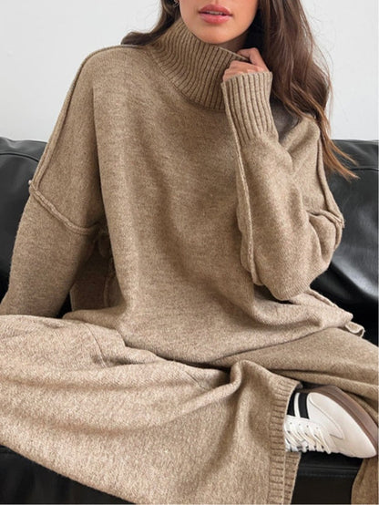 AMELIA | HIGH-NECK CASUAL LOOSE THICK KNIT SWEATER SET