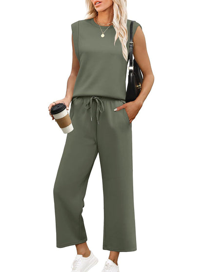 ROSEMARY | SLEEVELESS TOP & WIDE-LEG TROUSER SET
