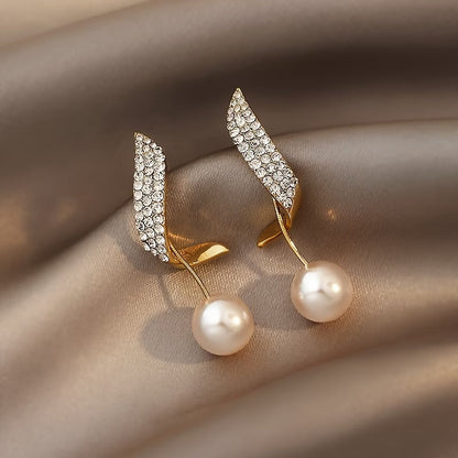 LARKSPUR | CRYSTAL PLUME PEARL EARRINGS