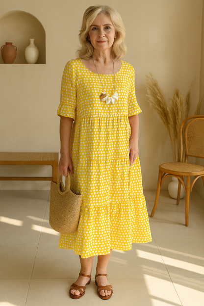 FELICITY | SHORT-SLEEVE SABLE MIDI DRESS