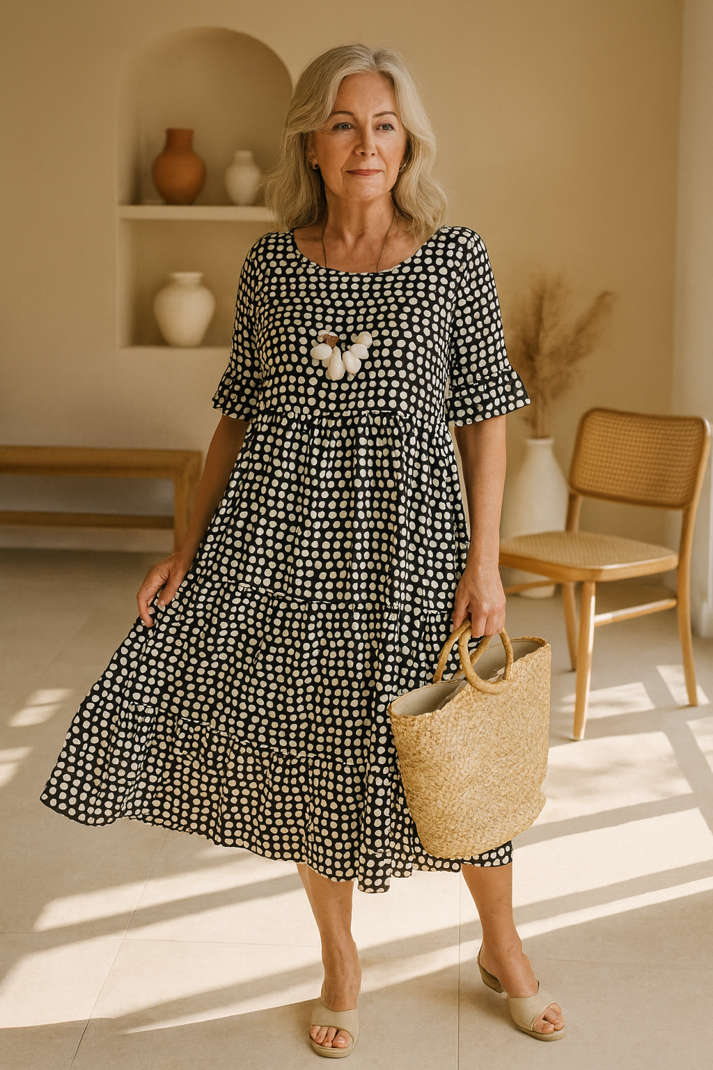 FELICITY | SHORT-SLEEVE SABLE MIDI DRESS