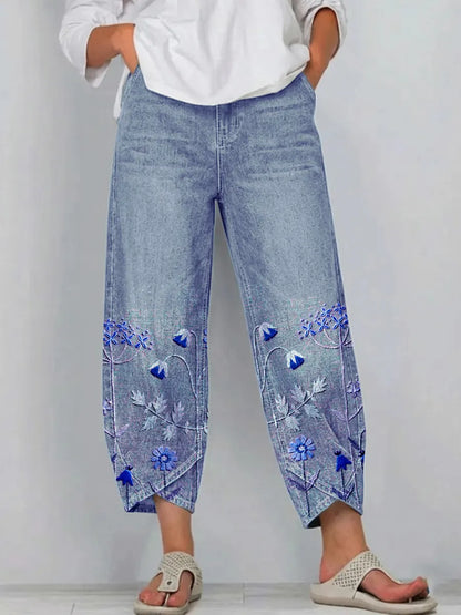 ROWENA | BOHO FLORAL PRINT CASUAL TROUSERS