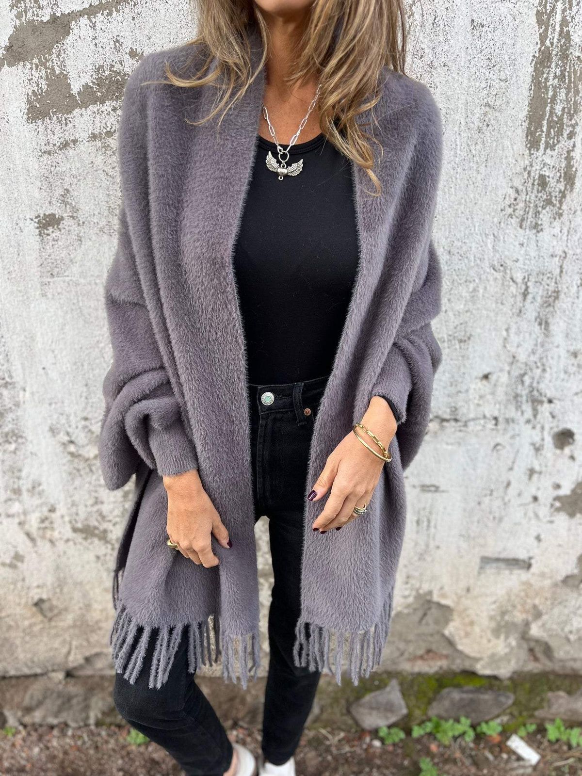 SUSAN | LONG-SLEEVED COAT WITH TASSELS