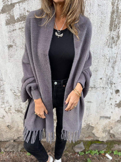 SUSAN | LONG-SLEEVED COAT WITH TASSELS