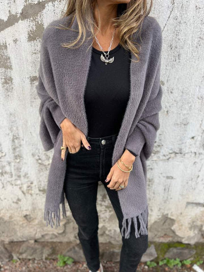 SUSAN | LONG-SLEEVED COAT WITH TASSELS