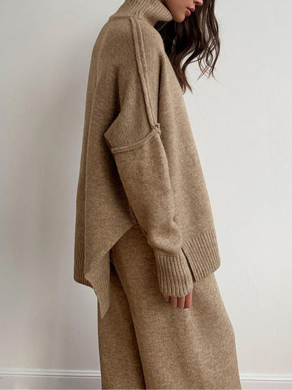 AMELIA | HIGH-NECK CASUAL LOOSE THICK KNIT SWEATER SET