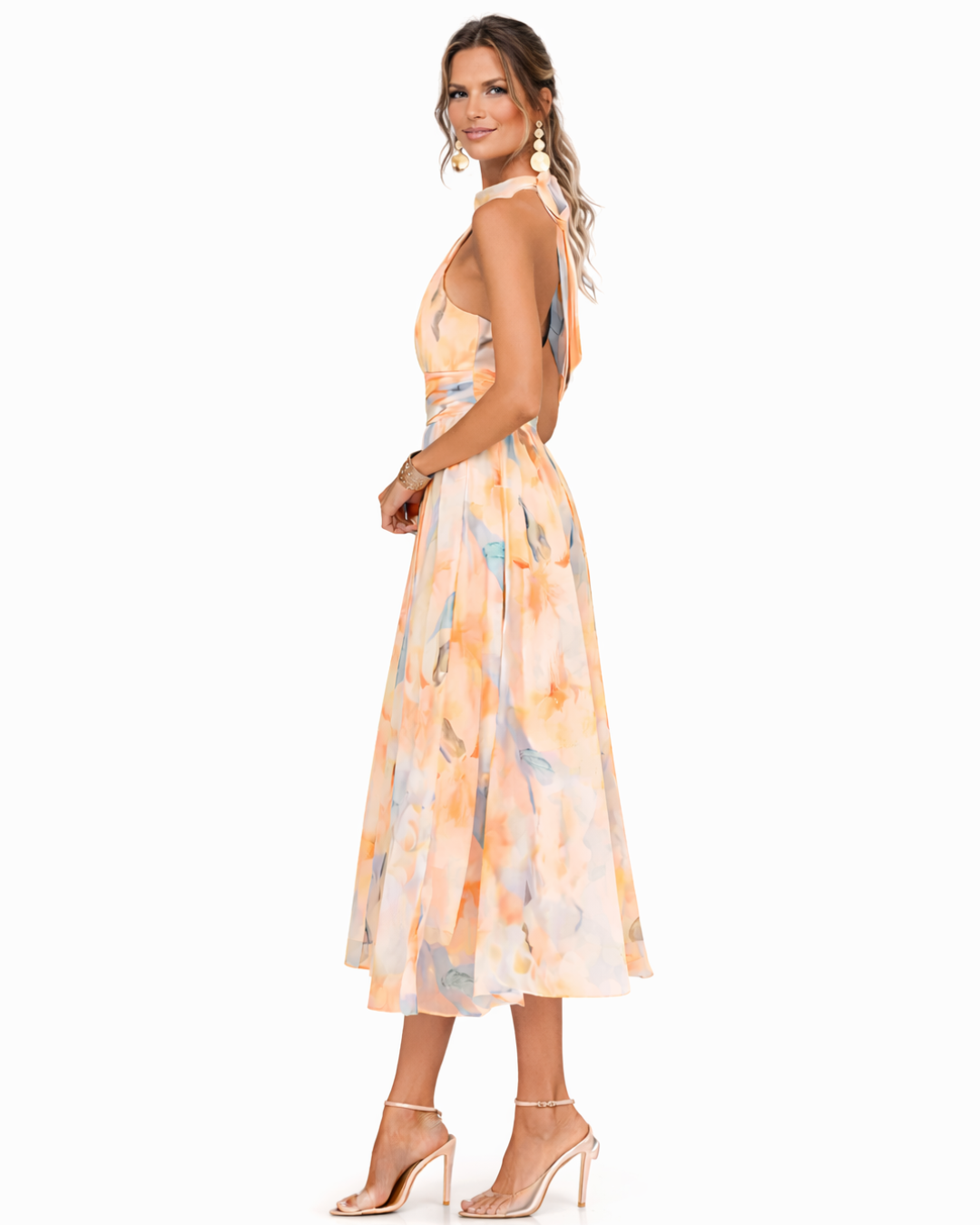 ROSE | HALTERNECK DRESS WITH WATERCOLOUR PRINT