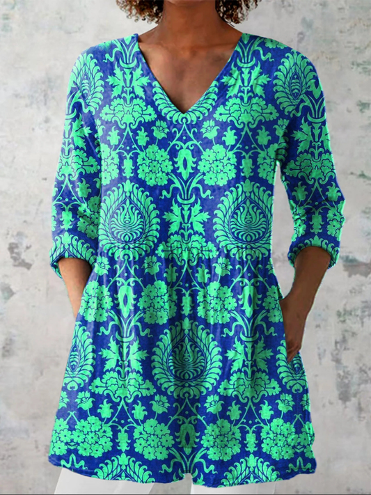 INES | LONG BLOUSE WITH V-NECK