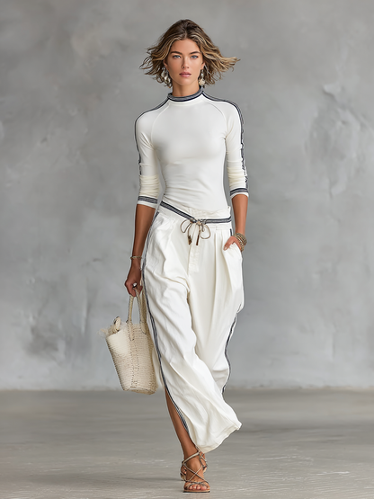 DAISY | SPORTS HALF HIGH NECK LONG SLEEVED T SHIRT WITH DRAWSTRING