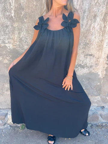 SYBIL | BOW STRAP U-NECK MAXI DRESS