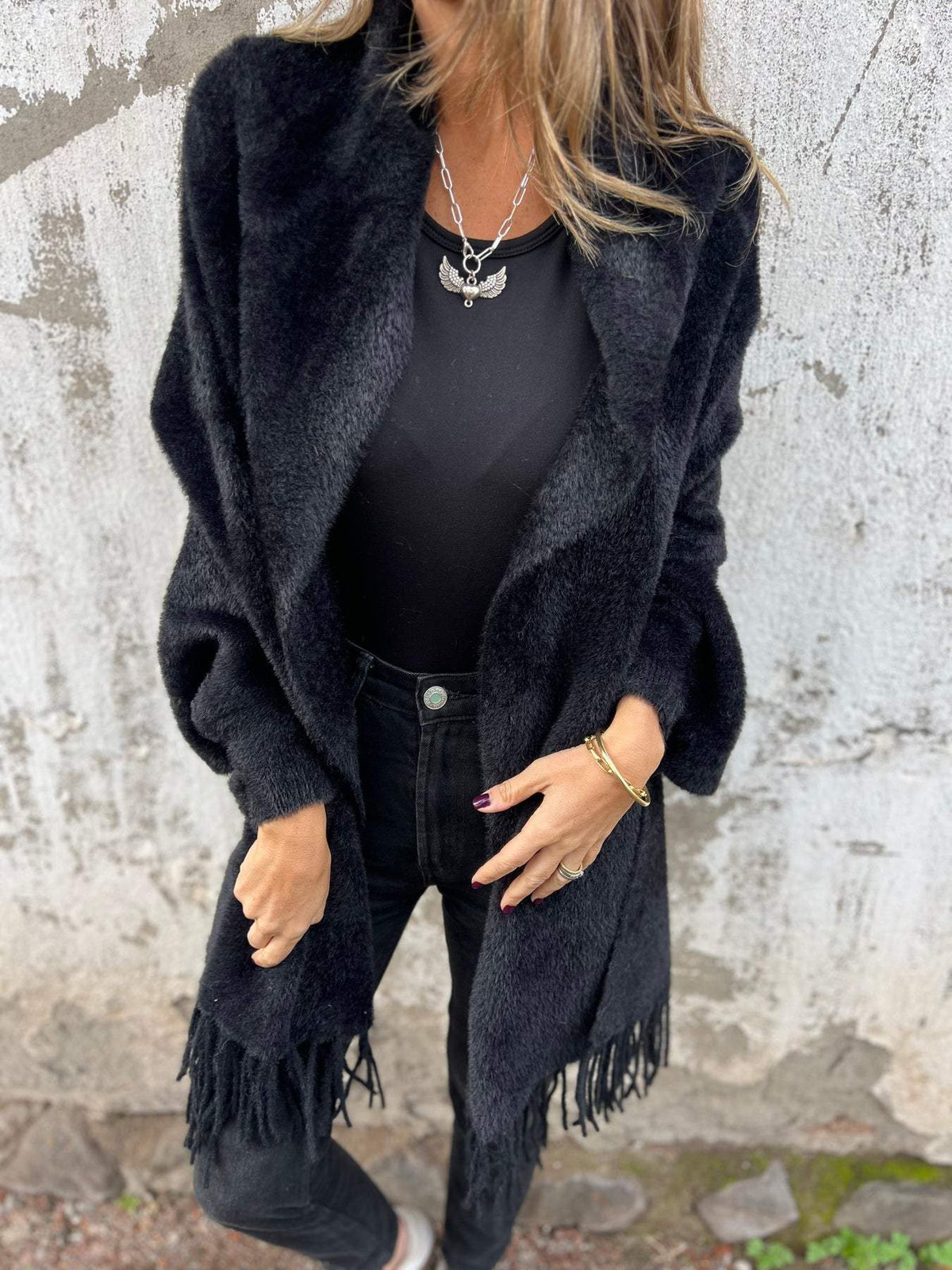 SUSAN | LONG-SLEEVED COAT WITH TASSELS