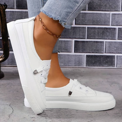 LORNA | ORTHOPAEDIC WHITE LACE-UP FLAT TRAINERS