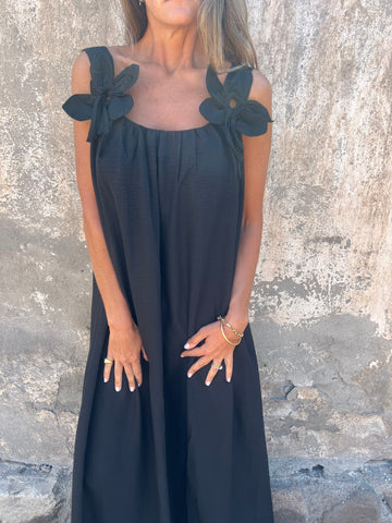 SYBIL | BOW STRAP U-NECK MAXI DRESS