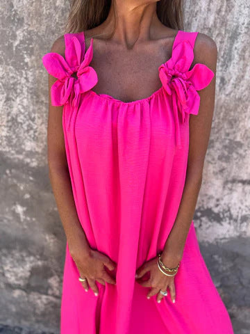 SYBIL | BOW STRAP U-NECK MAXI DRESS