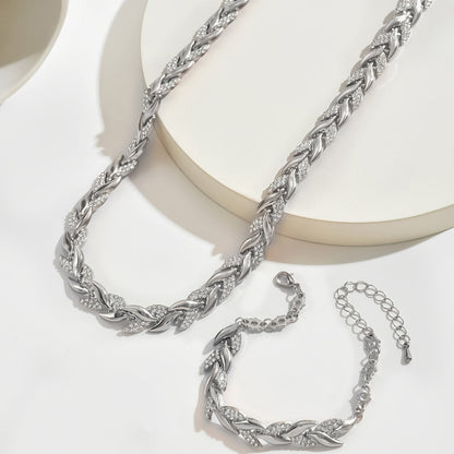 SERENA | CRYSTAL LEAF CHAIN NECKLACE & BRACELET SET