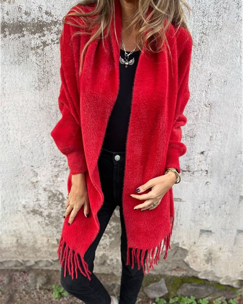 SUSAN | LONG-SLEEVED COAT WITH TASSELS