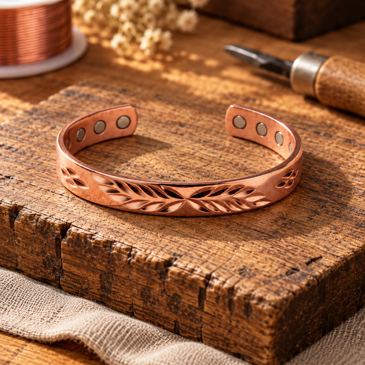 RUBY | FEATHER COPPER BRACELET