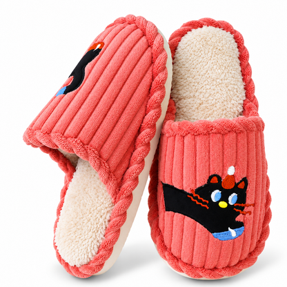 HELGA | DACHSHUND STRIPED COTTON HOUSE SLIPPERS