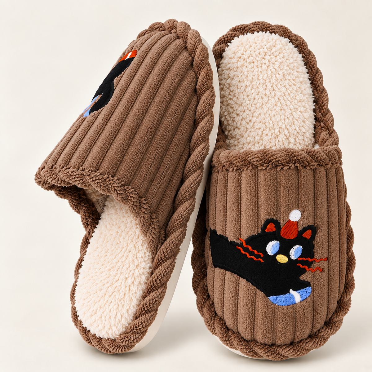 HELGA | DACHSHUND STRIPED COTTON HOUSE SLIPPERS