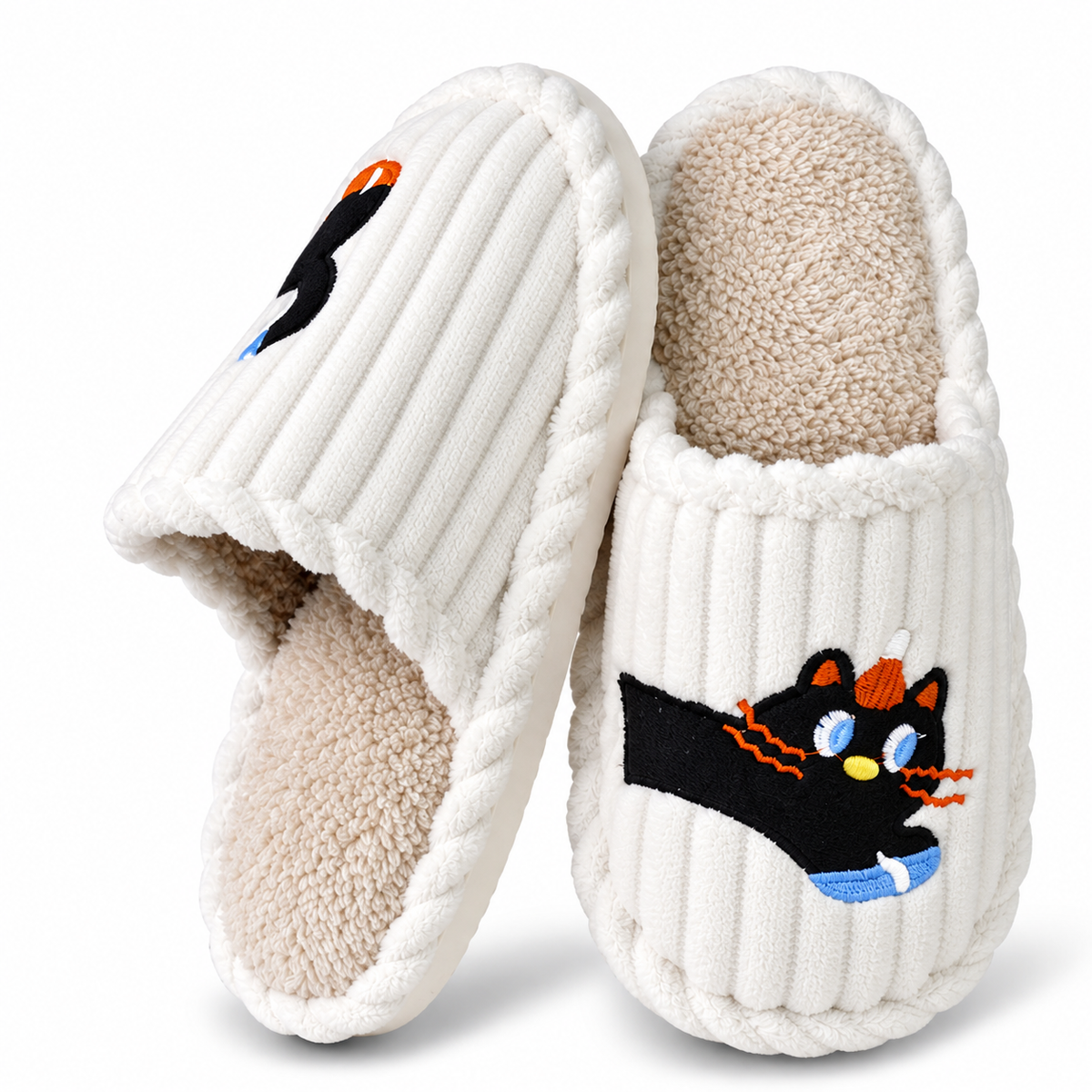 HELGA | DACHSHUND STRIPED COTTON HOUSE SLIPPERS
