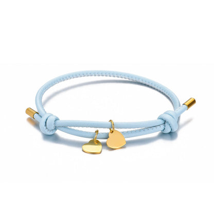 DOUBLE HEART LEATHER BRACELET