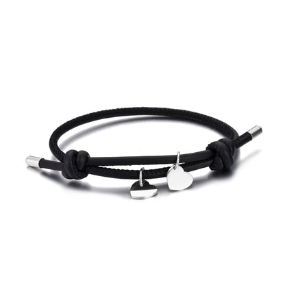 DOUBLE HEART LEATHER BRACELET