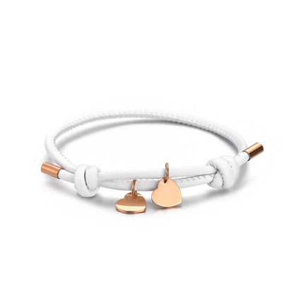 DOUBLE HEART LEATHER BRACELET