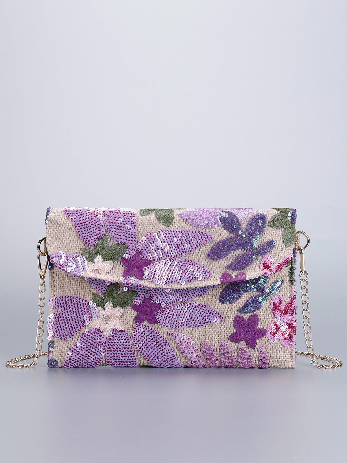 LILACBLOOM | FLORAL SEQUIN CLUTCH CROSSBODY BAG