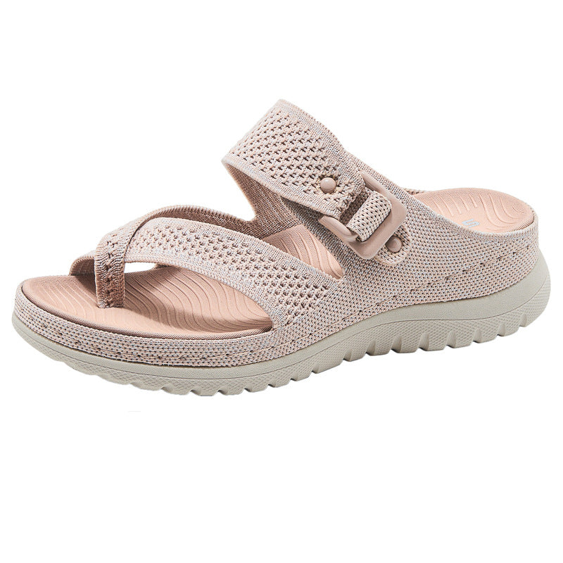 CHLOE | KNIT TOE-LOOP ORTHOPEDIC SLIDES