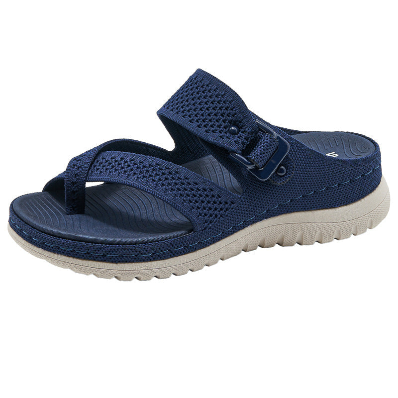 CHLOE | KNIT TOE-LOOP ORTHOPEDIC SLIDES