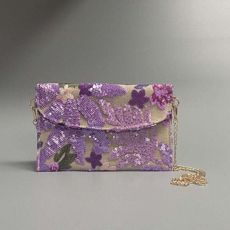LILACBLOOM | FLORAL SEQUIN CLUTCH CROSSBODY BAG