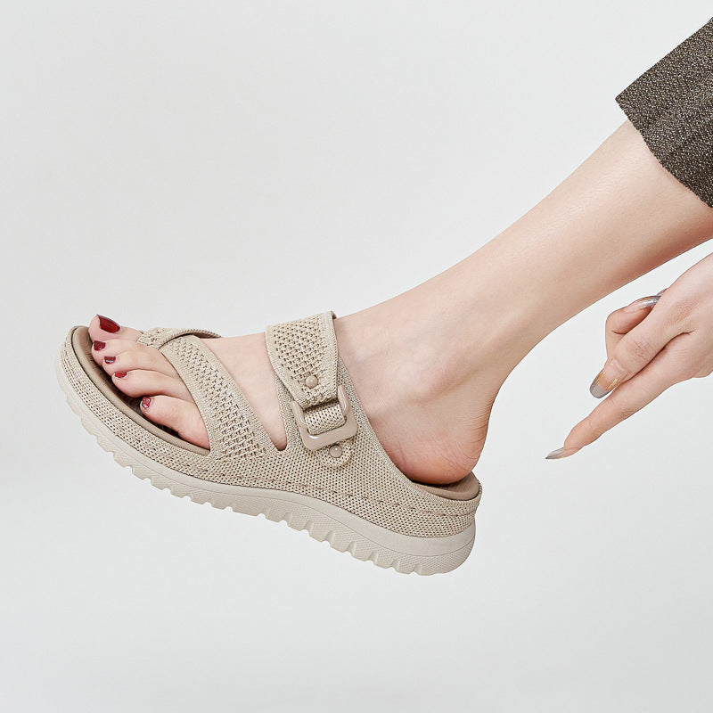 CHLOE | KNIT TOE-LOOP ORTHOPEDIC SLIDES