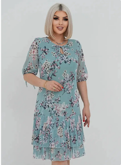 ANTOINETTE | FLORAL CHIFFON PUFF-SLEEVE TIERED MIDI DRESS
