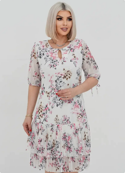 ANTOINETTE | FLORAL CHIFFON PUFF-SLEEVE TIERED MIDI DRESS