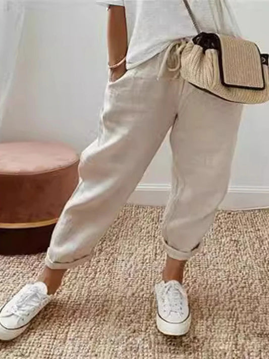 Siena | High-Waist-Leinenhose mit Kordelzug