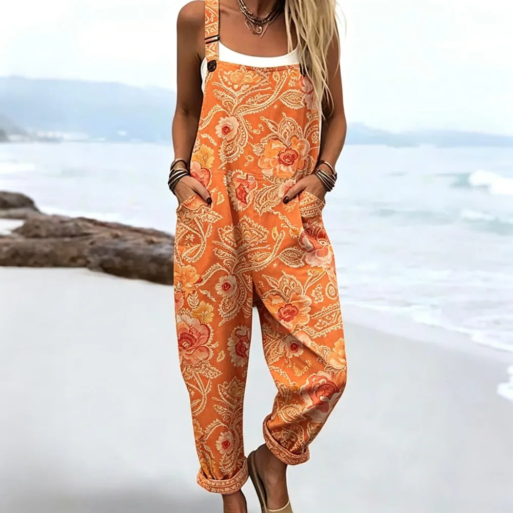 Duna | Ärmelloser Boho-Print-Jumpsuit
