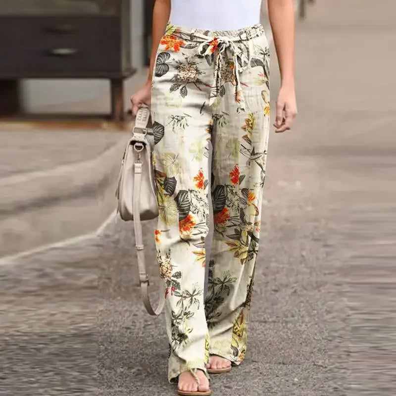 Elena | Blumen-Print-Hose, Straight Leg