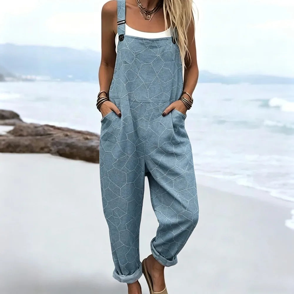 Duna | Ärmelloser Boho-Print-Jumpsuit