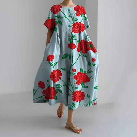 MEERI | ARTISTIC MAXI DRESS WITH VINTAGE FLORAL PRINT AND EFFORTLESS ELEGANCE
