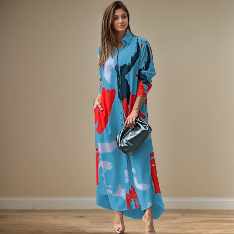 Aria | Print-Hemdblusenkleid mit Seitenschlitz