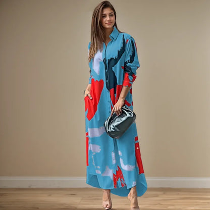 Aria | Print-Hemdblusenkleid mit Seitenschlitz
